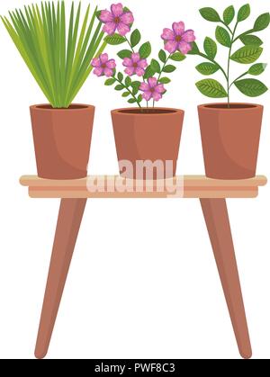 Houseplants nel tavolo di legno Illustrazione Vettoriale