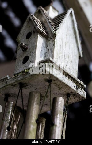 Abstract uccello campanella casa sporca e spiovente con moss Foto Stock