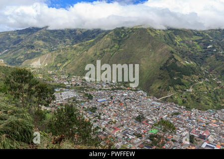 Vista sulla città banos in Ecuador Foto Stock