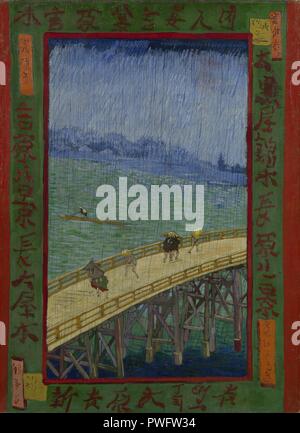 Brug in de regen (naar Hiroshige) - Foto Stock