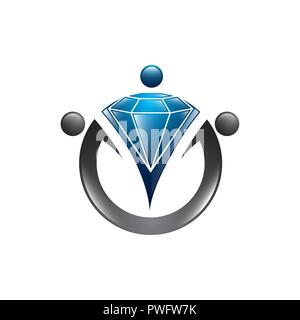 Diamond lavoratore modello logo. Vettore di assunzione di design. Cerca personale logotipo Illustrazione Vettoriale