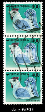 Con timbro postale timbro dalla Corea del Sud nel ramo serie di oggetti emessi nel 1995 Foto Stock