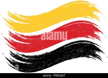 Grunge Pennello Con la bandiera nazionale della Germania isolata su uno sfondo bianco. Illustrazione Vettoriale. Illustrazione Vettoriale