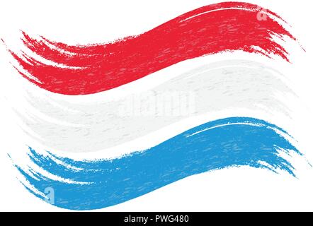Grunge Pennello con bandiera nazionale del Lussemburgo isolato su uno sfondo bianco. Illustrazione Vettoriale. Illustrazione Vettoriale