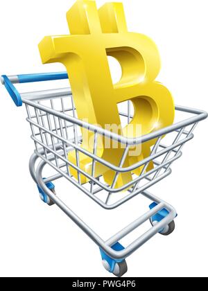 Carrello spesa Bitcoin Concept Illustrazione Vettoriale