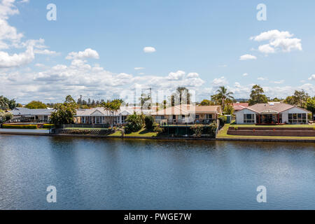 Canal vita anteriore al Pelican Waters, Caloundra, Sunshine Coast, Australia Foto Stock