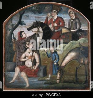 Khusraw scopre Shirin la balneazione dal ciclo pittorico di otto temi poetici. Foto Stock