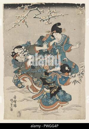 Scena di neve - Utagawa Toyokuni III (Kunisada). Foto Stock