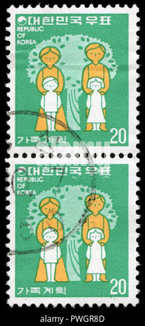 Con timbro postale francobolli dalla Corea del Sud pubblicato nel 1977 Foto Stock