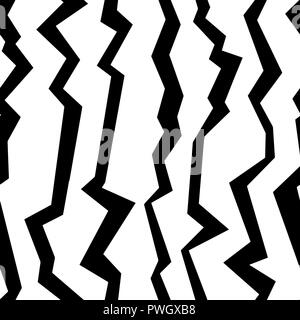 Seamless pattern astratti. Disuniformità di bande verticali nere su sfondo bianco. Sfondo per carta da parati e confezione regalo. Illustrazione Vettoriale