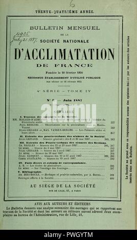 Bulletin de la Société nationale d'Acclimatation de France Foto Stock