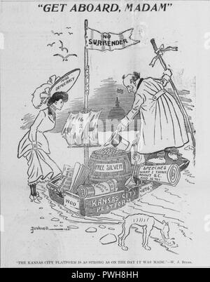 Bushnell cartoon su William Jennings Bryan invitando il Partito Democratico di accompagnarlo. Foto Stock