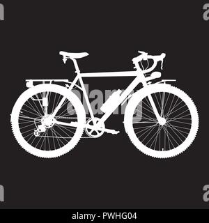 Illustrazione Vettoriale di touring bike silhouette bianca Illustrazione Vettoriale