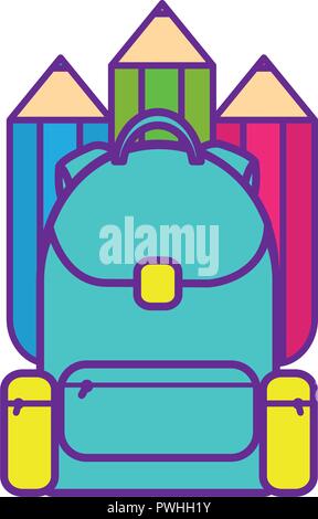 Borsa scuola con colori icona isolato illustrazione vettoriale design Illustrazione Vettoriale