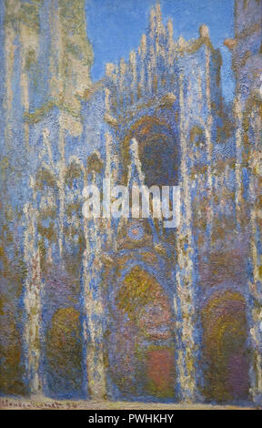 Dipinto 'Cattedrale di Rouen, effetto luce del sole" (1894) dal francese pittore impressionista Claude Monet sul display alla sua retrospettiva nel Museo Albertina di Vienna in Austria. La mostra dedicata al fondatore della francese pittura impressionista corre fino al 6 gennaio 2019. Foto Stock