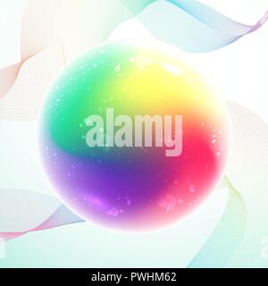 Rainbow Magic Ball con bolle interno su linee astratte sfondo Illustrazione Vettoriale