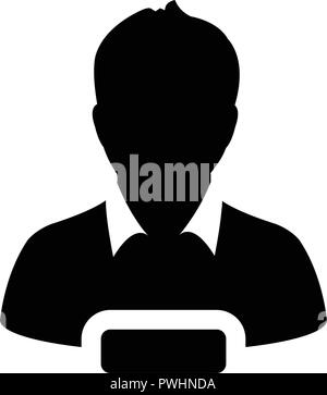 Elimina profilo vettore icona utente maschio persona avatar con il simbolo meno in colore piatto pittogramma glyph illustrazione Illustrazione Vettoriale