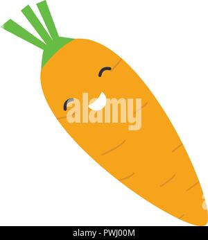 Smile arancione icona di carota, stile piatto Illustrazione Vettoriale
