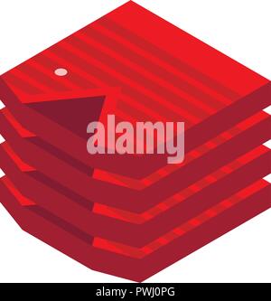 Maglietta rossa icona dello stack, stile isometrico Illustrazione Vettoriale