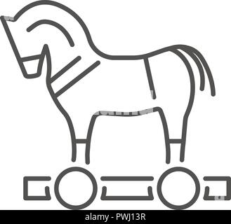 Cavallo di Troia virus, l'icona di stile di contorno Illustrazione Vettoriale