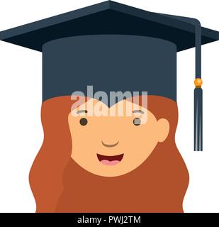 Testa di donna con mortarboard carattere avatar Illustrazione Vettoriale