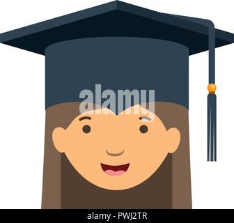 Testa di donna con mortarboard carattere avatar Illustrazione Vettoriale