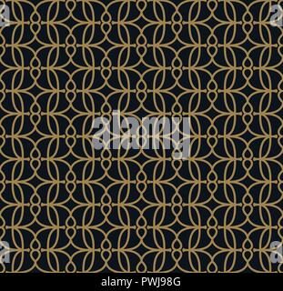 Seamless pattern lineari con attraversamento linee curve con oro colo Illustrazione Vettoriale