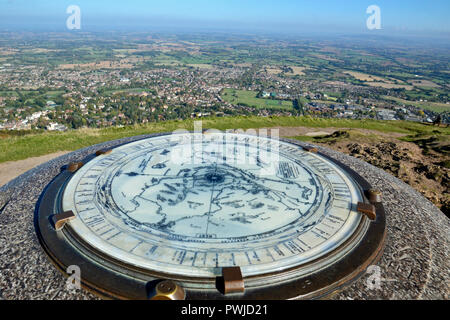 Commemorazione di sessanta anni della regina Victoria. Vista dal faro di Worcester, Worcestershire Beacon, Il Faro, Worcestershire, Malvern Hills, England, Regno Unito Foto Stock