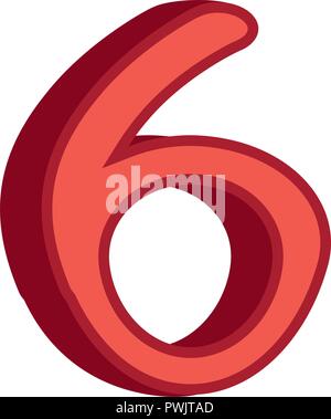 Rosso sei numero 3d font su sfondo bianco illustrazione vettoriale Illustrazione Vettoriale