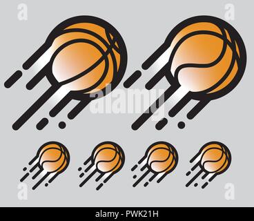 Street basket ball in motion logo / vettore Icona di linea e il colore miscelato arte illustartion clip art Illustrazione Vettoriale