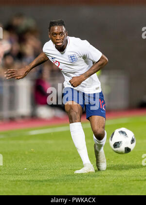 Tynecastle Park, Edinburgh, Regno Unito. Xvi oct, 2018. La UEFA U21s Campionati Europei di calcio, qualifica, Scozia contro Inghilterra : Aaron Wan-Bissaka di Inghilterra Credito: Azione Sport Plus/Alamy Live News Foto Stock