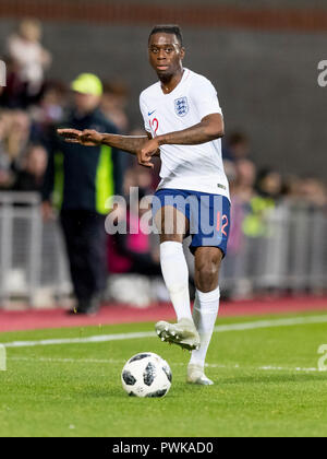 Tynecastle Park, Edinburgh, Regno Unito. Xvi oct, 2018. La UEFA U21s Campionati Europei di calcio, qualifica, Scozia contro Inghilterra : Aaron Wan-Bissaka di Inghilterra Credito: Azione Sport Plus/Alamy Live News Foto Stock