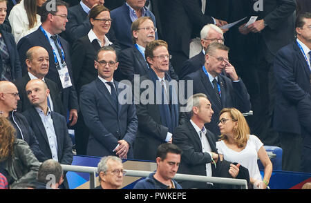 Parigi, Francia. 16 ott 2018. Francia - Germania, calcio, Parigi, 16 ottobre 2018 Germanie Ministro degli esteri Heiko MAAS, Reinhard GRINDEL, DFB Presidente tedesco Football Association, Francia - Germania 2-1 Nazioni Football League, stagione 2018/2019, 16 ottobre 2018 Parigi, Germania. © Peter Schatz / Alamy Live News Foto Stock