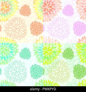 Set di 4 vector seamless astratti sfondi floreali in luce i colori delicati. Bella e creativa tessuto blossom pattern. Gli sfondi di primavera. Illustrazione Vettoriale