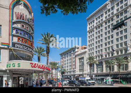 Art moderne Walgreens su Canal Street nel centro di New Orleans Foto Stock