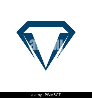 Geometrica logo diamante template vettoriale con colore blu Illustrazione Vettoriale