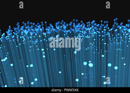 Chiudere op della fibra ottica, 3D render Foto Stock