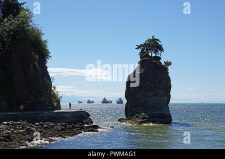 Siwash Rock, Stanley Park, Vancouver, Canada Foto Stock