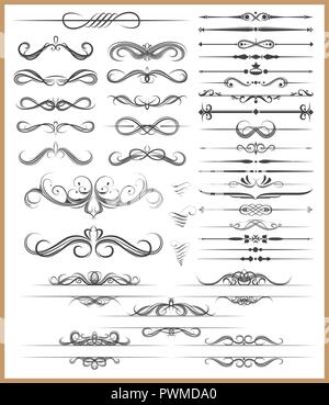 Calligrafica elementi decorativi illustrazione vettoriale Illustrazione Vettoriale