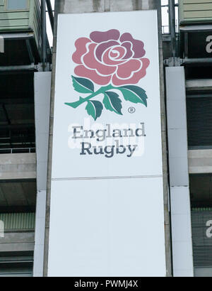 Twickenham Stadium, casa del rugby inglese, a Londra, Inghilterra, Regno Unito Foto Stock