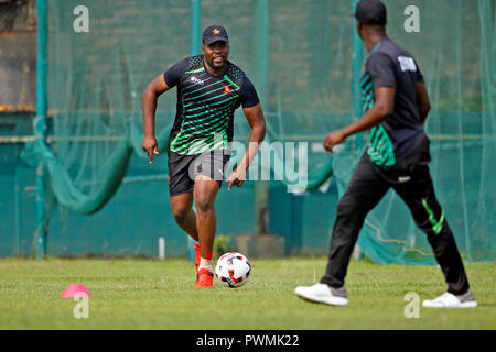 Zimbabwe Cricket Team Captain H. M .partecipa alla sessione di pratica al Bcb Academy Ground a Mirpur, Dhaka, Bangladesh. Quando arrivarono a Dhaka il 16 ottobre. Foto Stock