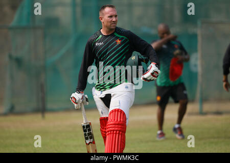 Zimbabwe Cricket assiste sessione di pratica a BCB Academy Terreno in Mirpur, Dhaka, Bangladesh. Come sono arrivati a Dhaka il 16 ottobre. Ottobre 17, Foto Stock