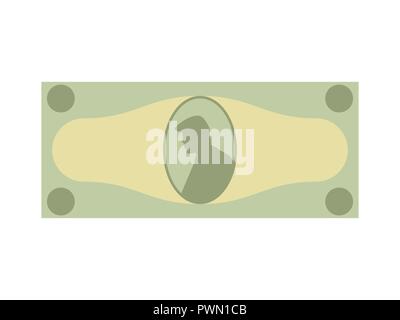 Contanti, verde banconota con un ritratto. Soldi su uno sfondo bianco. Illustrazione Vettoriale Illustrazione Vettoriale