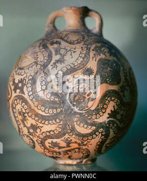 Creta Creta pallone con stile marina decorazione (Octopus). Periodo Neopalatial (1500-1450 a.C.). Palaikastro Palace. Creta, Grecia. Heraklion Museo Archeologico. Creta, Grecia. Foto Stock