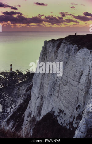 Beachy Head Lighthouse vicino a Eastbourne, East Sussex, England, Regno Unito Foto Stock