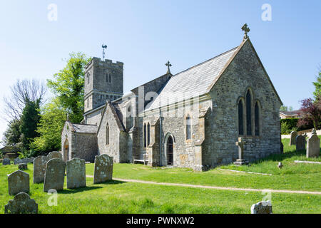 San Giovanni Evangelista Chiesa, strada principale, Tolpuddle, Dorset, England, Regno Unito Foto Stock