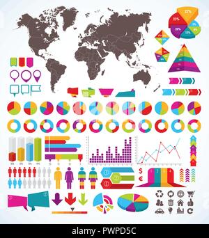Corredo di elementi per una infografica per il tuo design Illustrazione Vettoriale