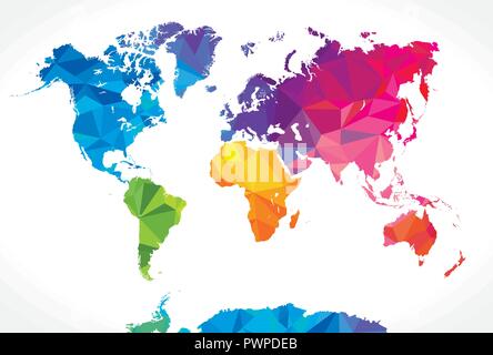 Bassa poli mappa Mondo illustrazione di vettore per il tuo design Illustrazione Vettoriale