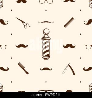 Seamless pattern barbiere illustrazione vettoriale per il tuo design Illustrazione Vettoriale