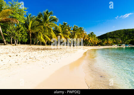 Salt Whistle Bay's Beach, una delle più belle di tutte le Piccole Antille, Mayreau, di Saint Vincent e Grenadine, West Indies Foto Stock
